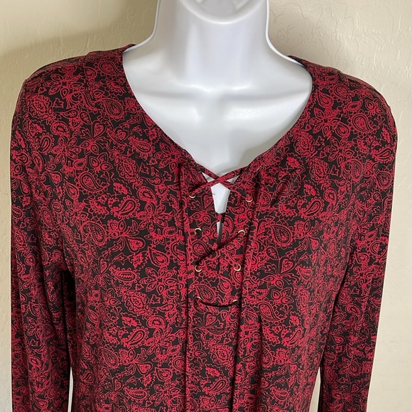 MICHAEL Michael Kors Red and Black Lace-Up Top - Picture 2 of 8